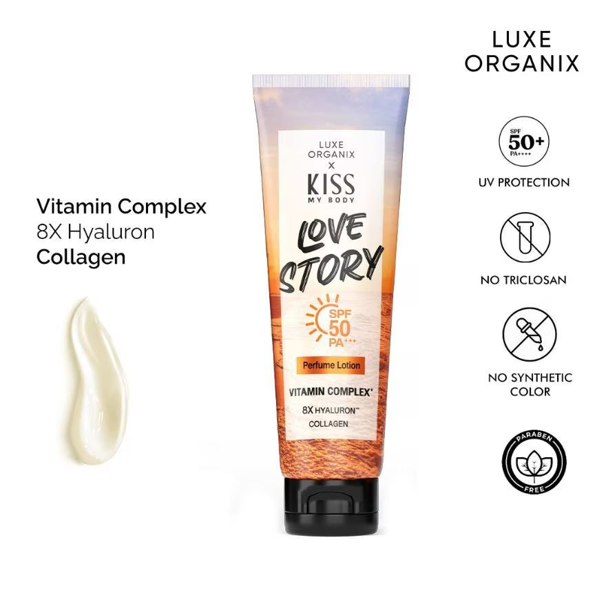 LUXE ORGANIX × KISS MY BODY LOVE STORY Perfume Lotion SPF 50 PA +++