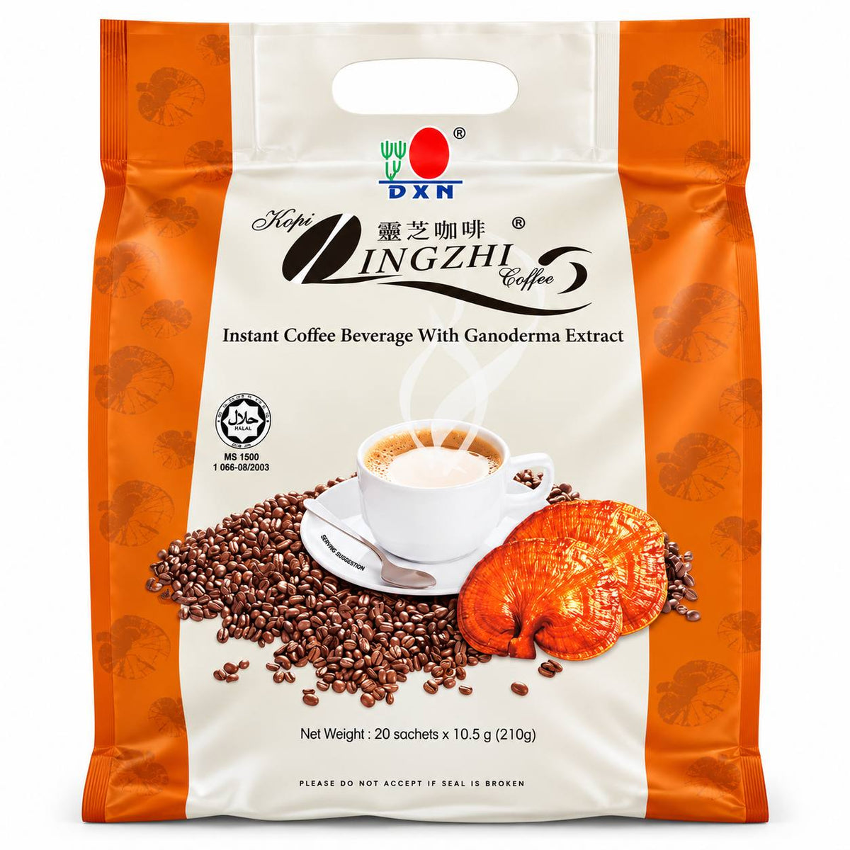 DXN Lingzhi Coffee - Instant Coffee Beverage with Ganoderma Extract (20 Sachets)