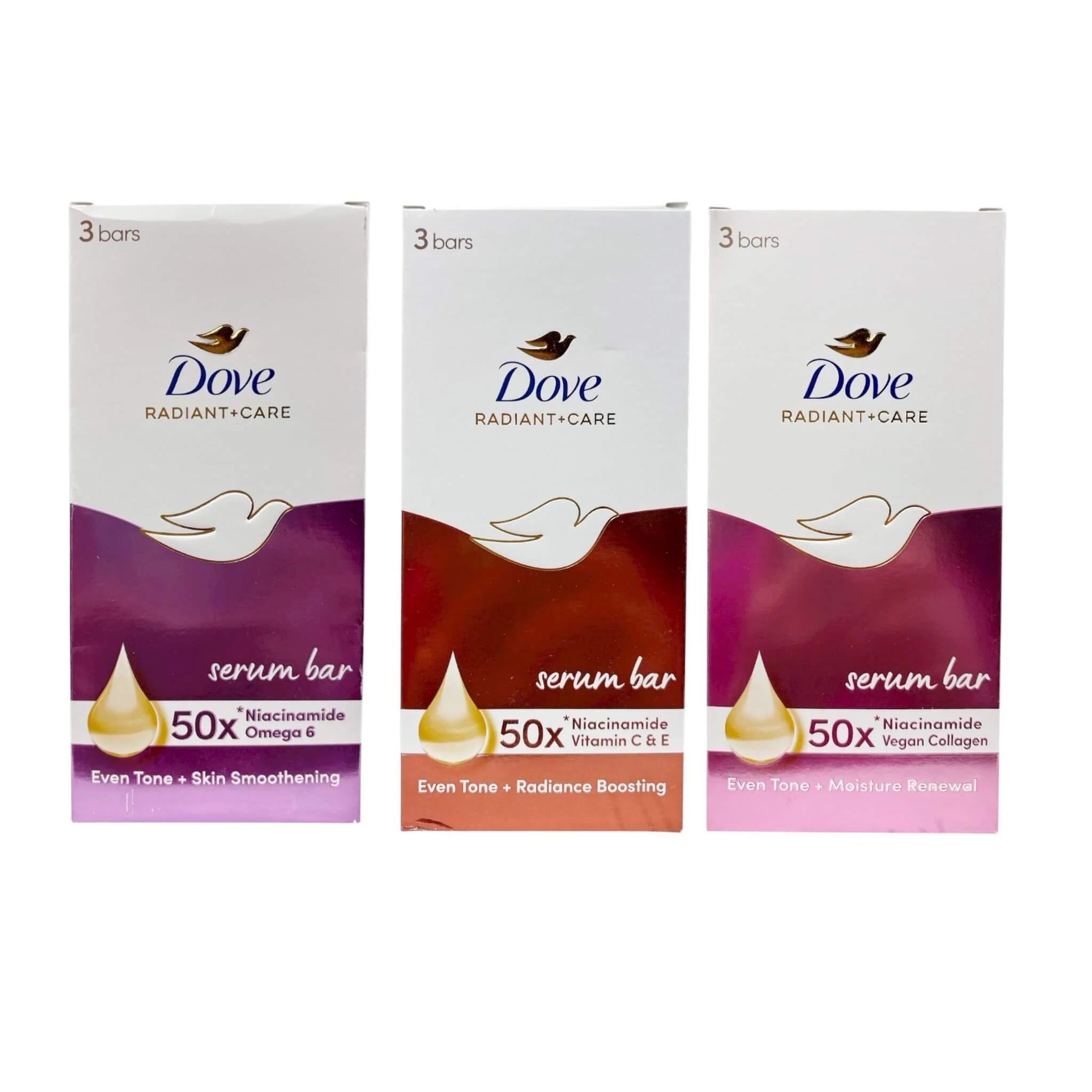 DOVE Radiant+Care Serum Bar 90g x 3 Bars