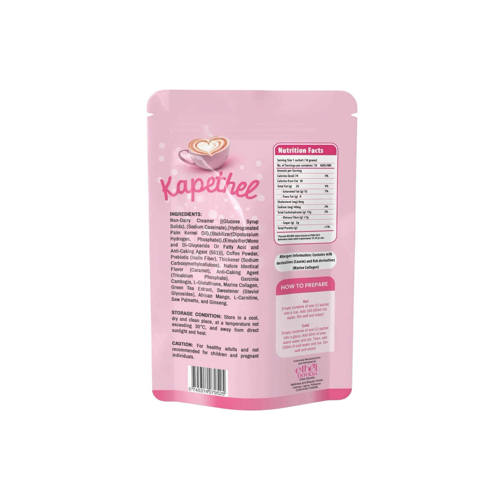 Ethel Booba Kapethel Coffee Drink Mix with Herbs & Collagen - Caramel Macchiato Flavor 10 Sachets x 18g (180g)