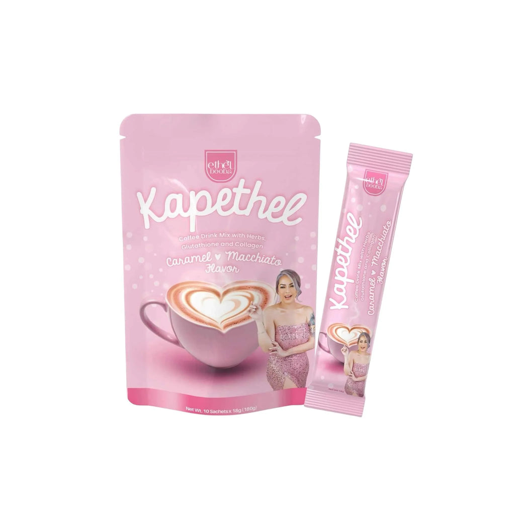 Ethel Booba Kapethel Coffee Drink Mix with Herbs & Collagen - Caramel Macchiato Flavor 10 Sachets x 18g (180g)