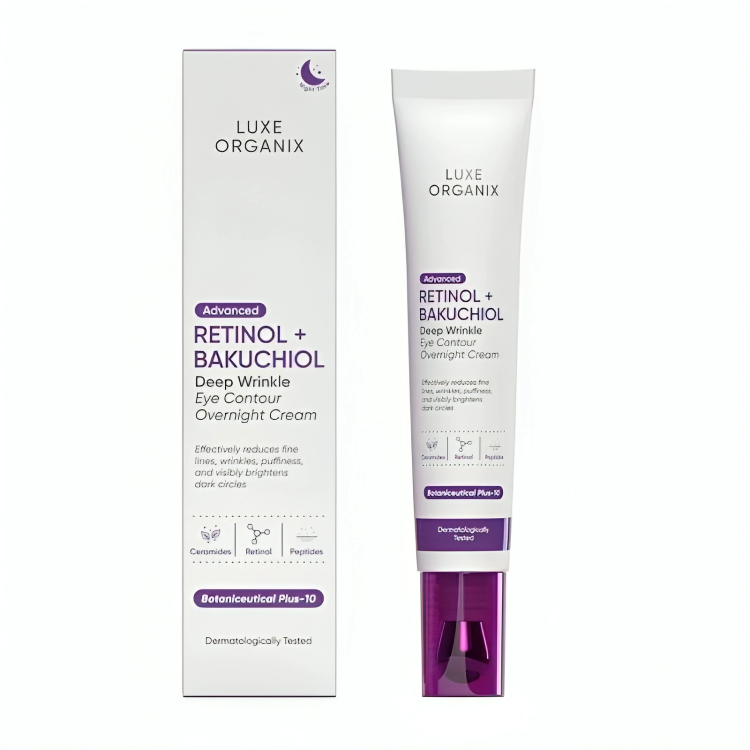 LUXE ORGANIX Advanced Retinol + Bakuchiol Deep Wrinkle Eye Contour Overnight Cream