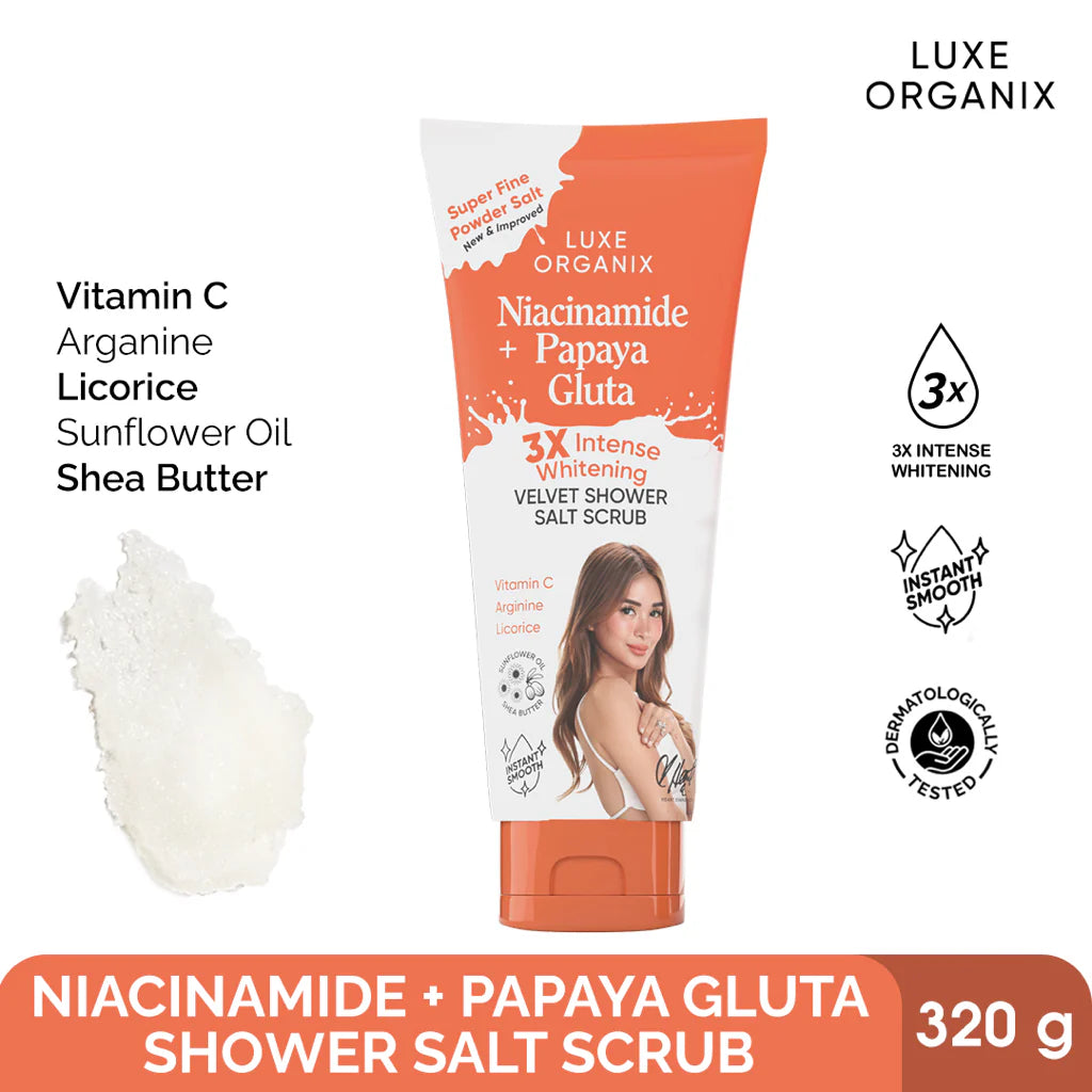 LUXE ORGANIX Velvet Shower Salt Scrub Ultra Fine 320g