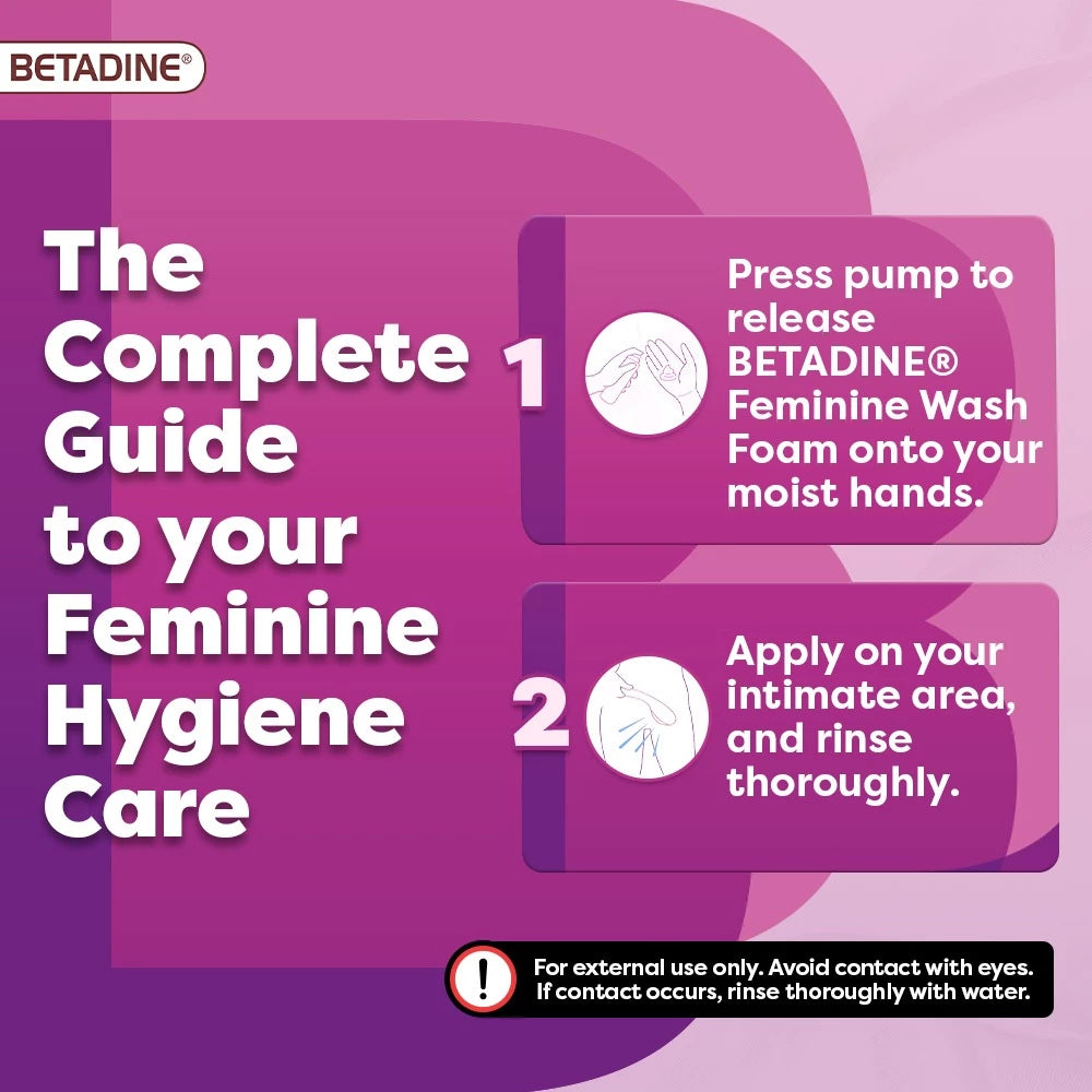 Betadine Feminine Wash Foam Daily Use Odour Control Witch Hazel 100ml