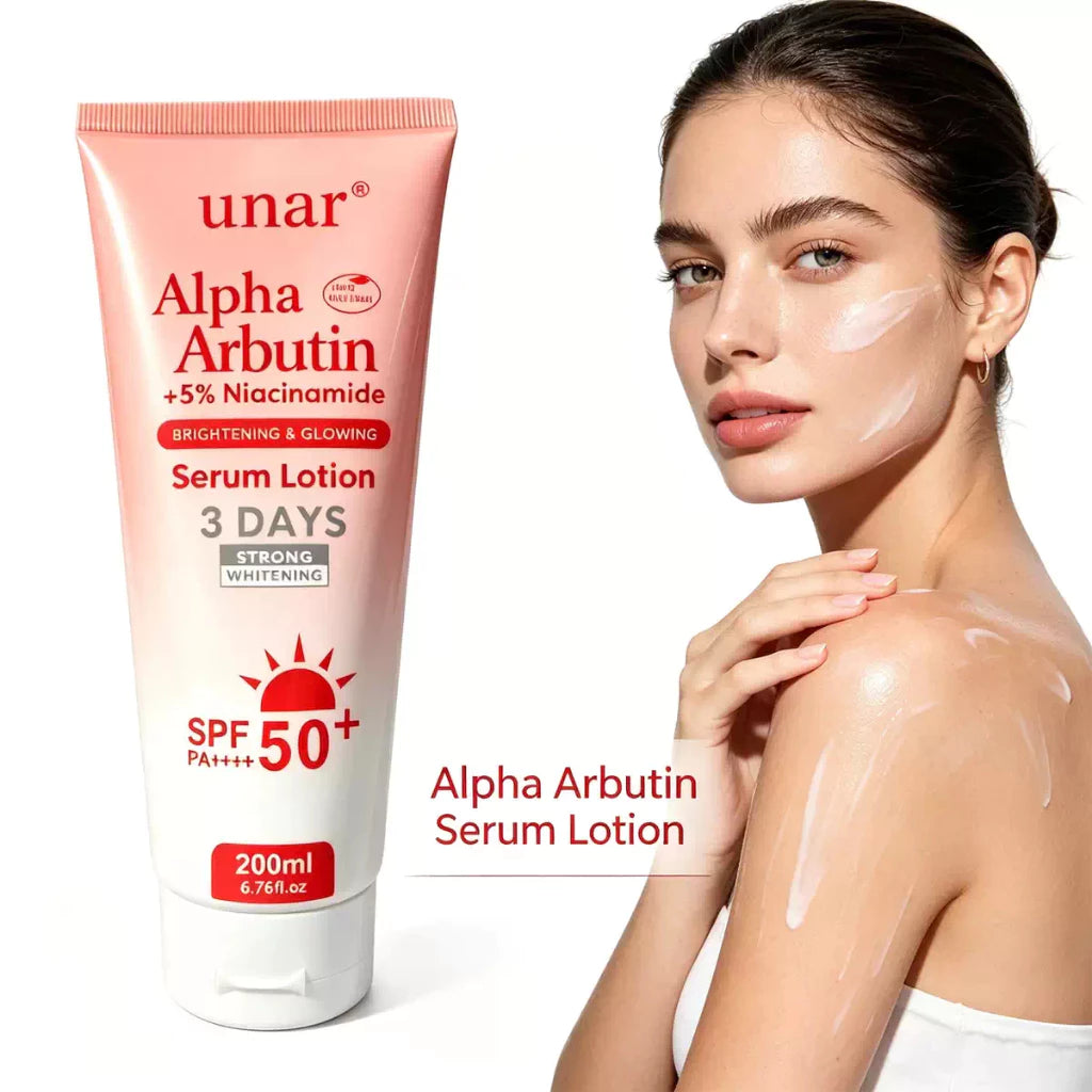 Unar Brightening Sunscreen Body Serum SPF 50 PA++++ Whitening Cream Alpha Arbutin Lotion 200ML