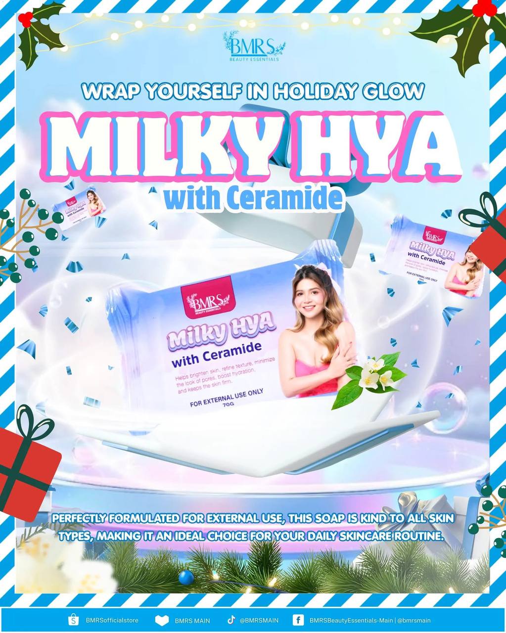 2 BMRS Niacinamide with Glutathione Premium Whitening Soap, 70G/BAR