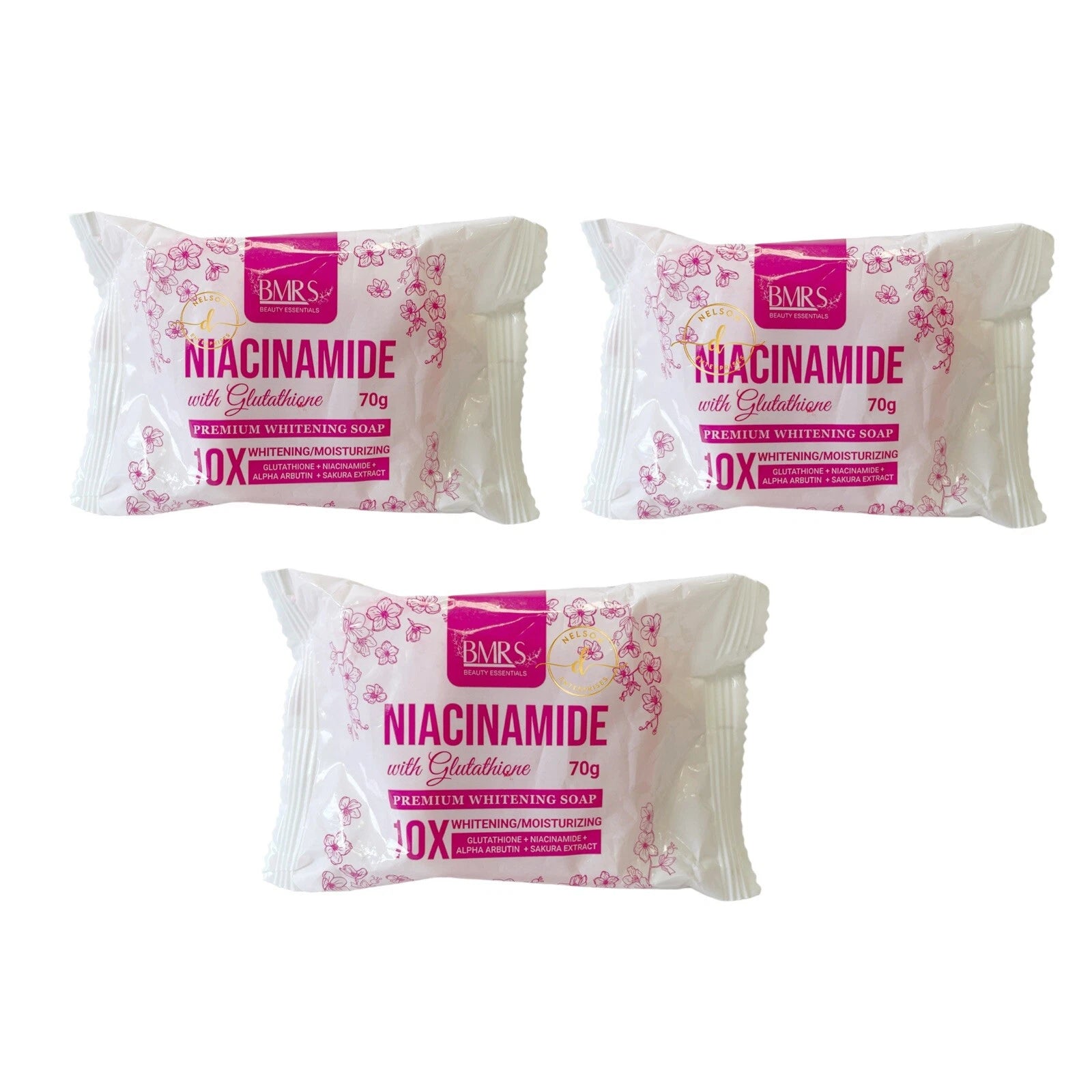 2 BMRS Niacinamide with Glutathione Premium Whitening Soap, 70G/BAR