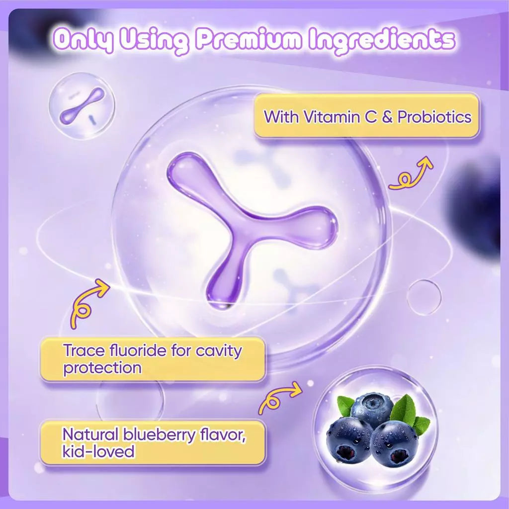 Tenderoo 0-3Years Toothgel Probiotic Vitamin C Fluoride Natural Baby Toothpaste Blueberry Flavor 60g